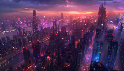 Fototapeta premium Colorful Skyline Dusk