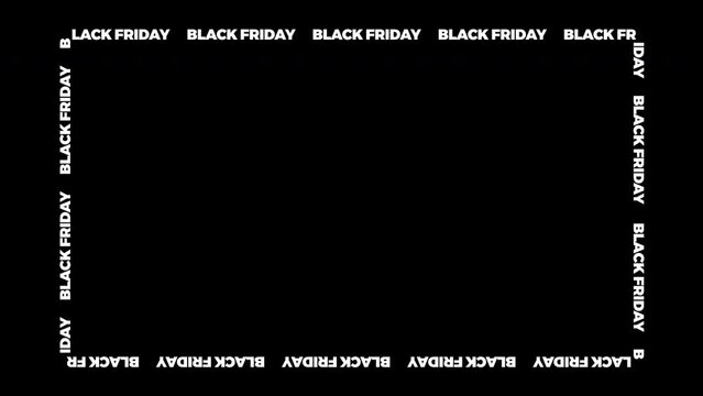 Black friday text animation with alpha channel, black friday text frame animation, framed black friday text, black friday framed with text video