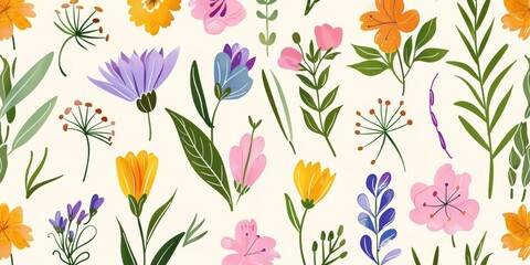 Bright and colorful flower illustration on white background