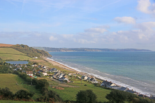 Aerial view of the coast of South Devon at Beesands