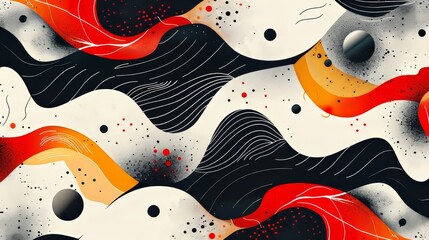 Obraz premium Abstract Red, Black, and White Digital Art