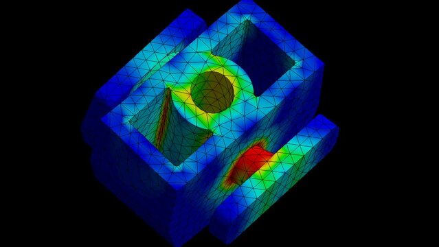 Mechanic simulation engineering - Mechanical part Displacement and stress finite element analysis