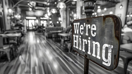hiring sign in a bar
