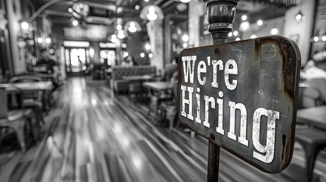 hiring sign in a bar
