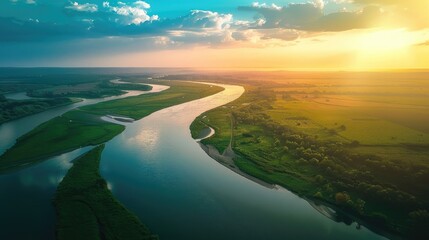 A stunning picture featuring river land and sky