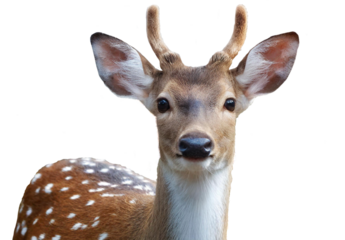 Axis Deer, Chital, spotted deer outdoors, staring at the camera, transparent background.