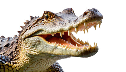 Fototapeta premium Transparent background, a crocodile with its mouth wide open, illustration.