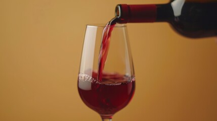 red wine pouring into glass