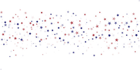 USA flag stars background, red and blue stars confetti horizontal border