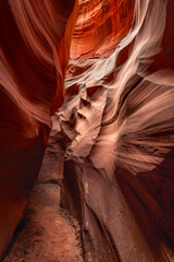 Cardiac Slot Canyon in Arizona shows the smooth, intricate patterns and shapes formed over...