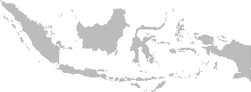 indonesia dotted halftone map with white background. indonesian map circle. global map