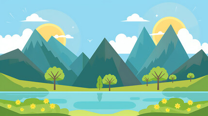 Obraz premium nature landscape illustration