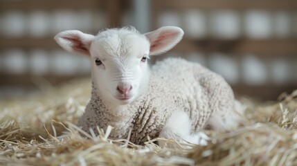 Obraz premium White baby lamb.