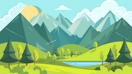 Obraz premium flat landscape illustration