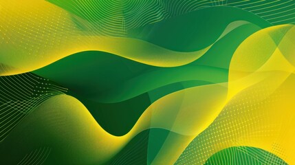 A green and yellow background with a lot of lines and shapes