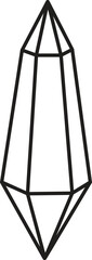 Precious Crystal, mineral of regular geometric shape - vector linear image for logo, pictogram or coloring. Outline. Crystal, geology, magic of stones - drawing for coloring book