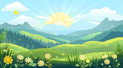 Obraz premium flat landscape illustration