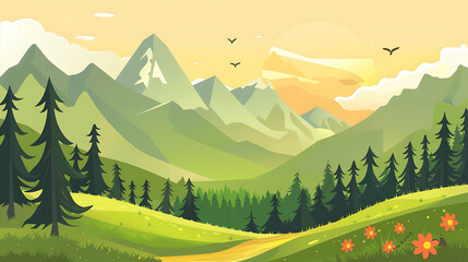 Fototapeta premium flat landscape illustration