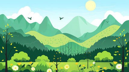 Obraz premium flat landscape illustration