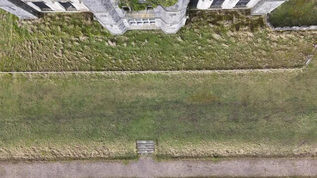 Aerial video over an abandoned castle in Co Cavan Ireland