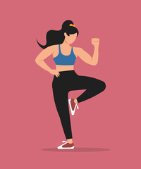 Vector illustration of a sporty woman workout fitness, aerobic and exercise