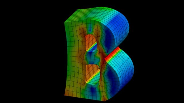 Mechanic simulation engineering - Letter B Displacement and stress finite element analysis
