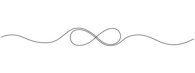 Infinity symbol drawn with one continuous editable line. Concept of unlimited eternity. Vector one-line illustration