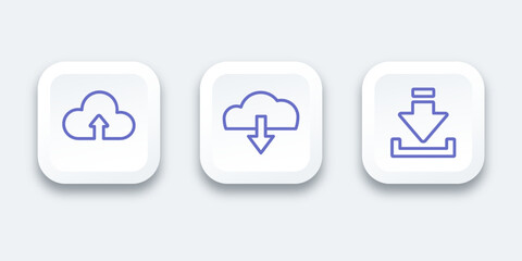 Set icon download symbol simple outline vector design