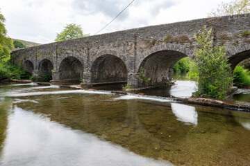 The river Barle flowing under Withypool bridge in Exmoor National Park
