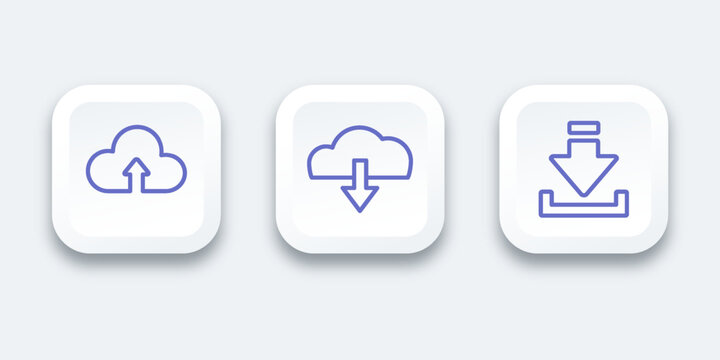 Set icon download symbol simple outline vector design