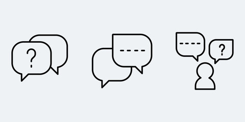 Set icon bubble symbol simple outline vector design