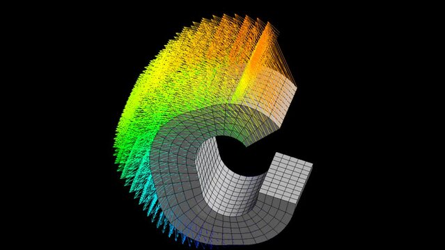 Mechanic simulation engineering - Letter C Displacement and stress finite element analysis