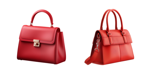 set collection of women handbag purse isolated on transparent background, cut out