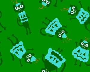 Halloween animals seamless cats and pumpkins pattern for wrapping paper