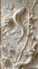 3d fish Wallpaper Background golden art for digital printing wallpaper, mural, custom design wallpaper. AI generated illustration