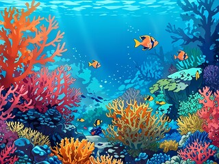 Fototapeta na wymiar Title: 3d illustration of underwater sea colorful tropical fish in the coral reef.