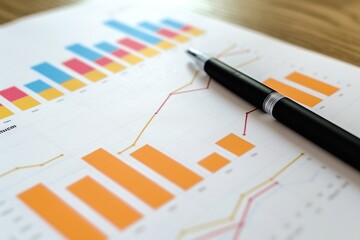 Fototapeta premium Graphs, charts and statistics on paper