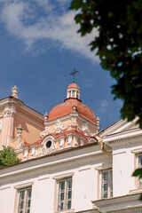 Dome of the Orthodox Church on a sunny day in the historic streets of Vilnius