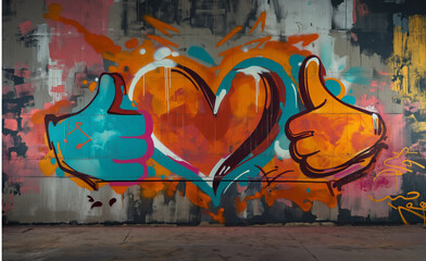 Obraz premium Graffiti Hearts Likes and Subscribes