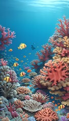 Title:
3d illustration of underwater sea colorful tropical fish in the coral reef.