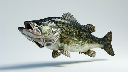 Naklejka premium side profile of largemouth bass on white background.
