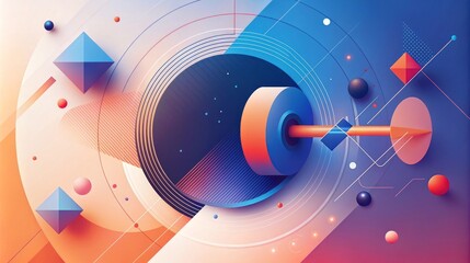 Obraz premium Harmony of geometric shapes and color gradients in modern abstract illustration. 