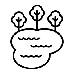 Pond Vector Line Icon