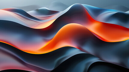 Dynamic Abstract Waves in Orange and Blue