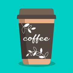 Paper coffee cup with a picture of twigs	