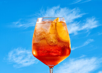 Glass of aperol spritz cocktail