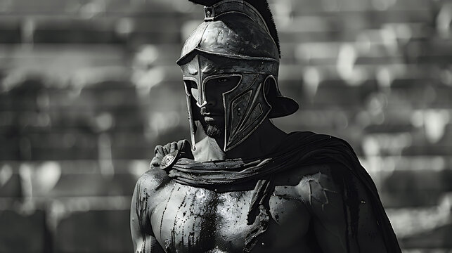 Ancient Spartan Warrior in Battle Armor