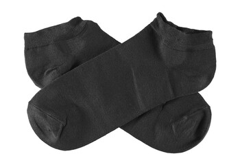 New sports black cotton socks pair isolated on white	