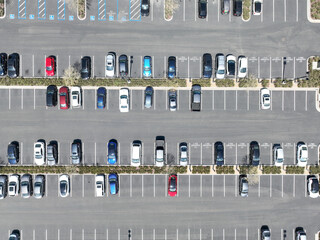 Open car parking lot viewed from above, aerial top view © Unwind