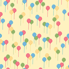 Colorful Balloons on Yellow For a Party seamless pattern print background